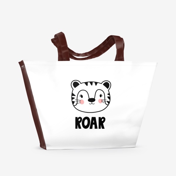 Пляжная сумка «Милый тигрёнок и надпись ROAR»