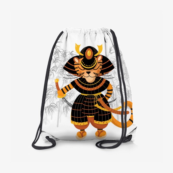 Рюкзак «Тигр-самурай на фоне бамбука. Веселый персонаж. Гороскоп Год Тигра»
