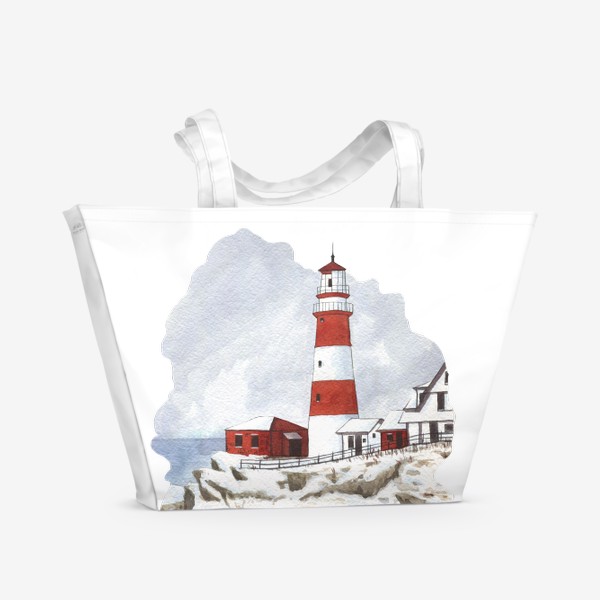 Пляжная сумка «Маяк зимой »