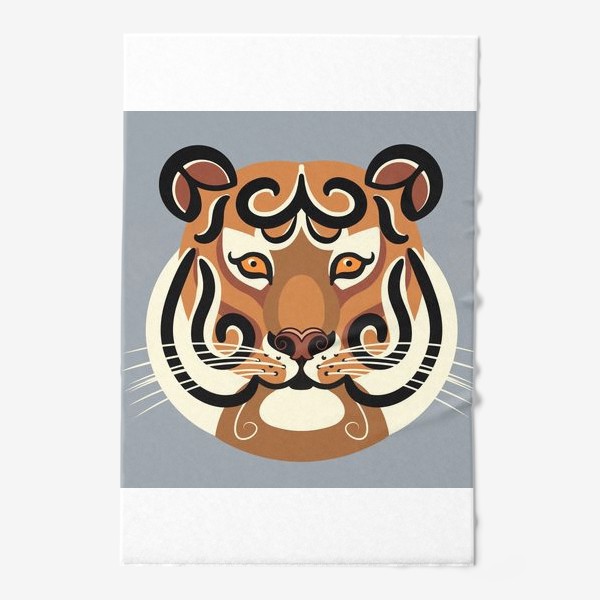 Полотенце «Стилизованный портрет тигра на сером фоне»