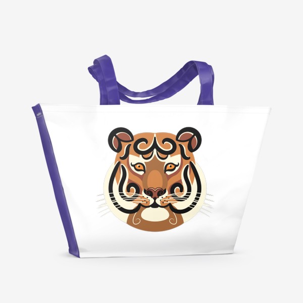 Пляжная сумка «Стилизованный портрет тигра без фона»