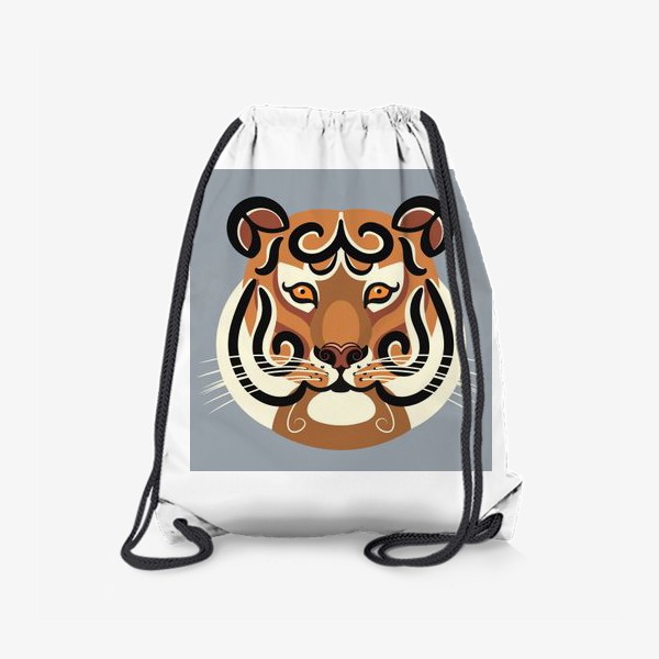 Рюкзак «Стилизованный портрет тигра на сером фоне»
