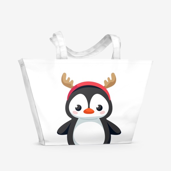 Пляжная сумка &laquo;Пингвин в шапке оленя&raquo;