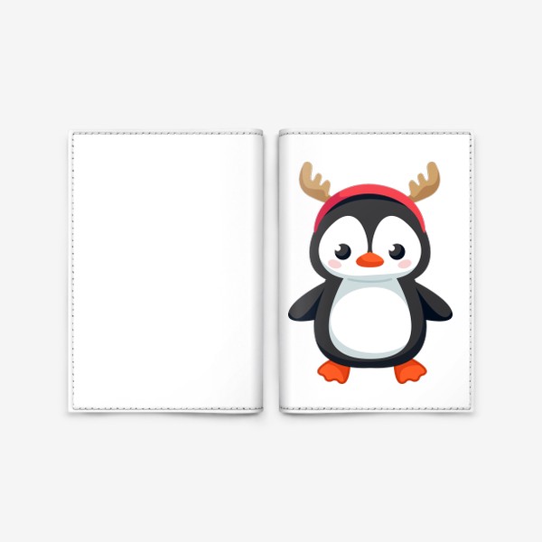 Обложка для паспорта «Пингвин в шапке оленя»