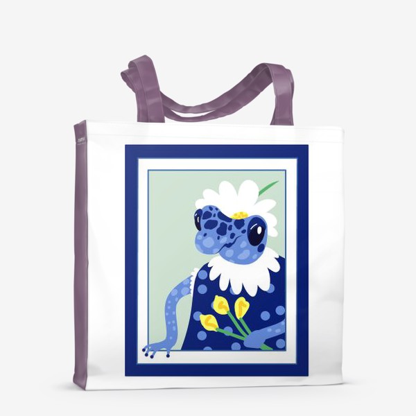 Сумка-шоппер «Портрет синей лягушки с желтыми каллами»