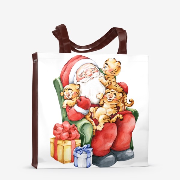 Сумка-шоппер «Дед Мороз и тигрята»