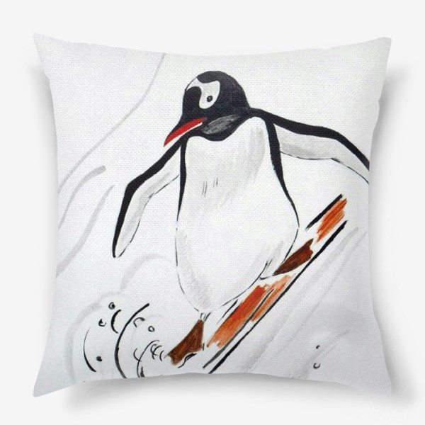 Подушка &laquo;Пингвин-сноубордист&raquo;