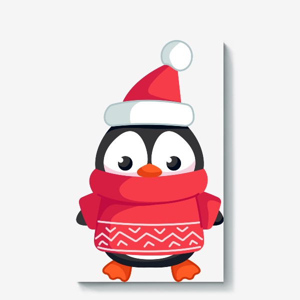 Холст «Пингвин в красном свитере»