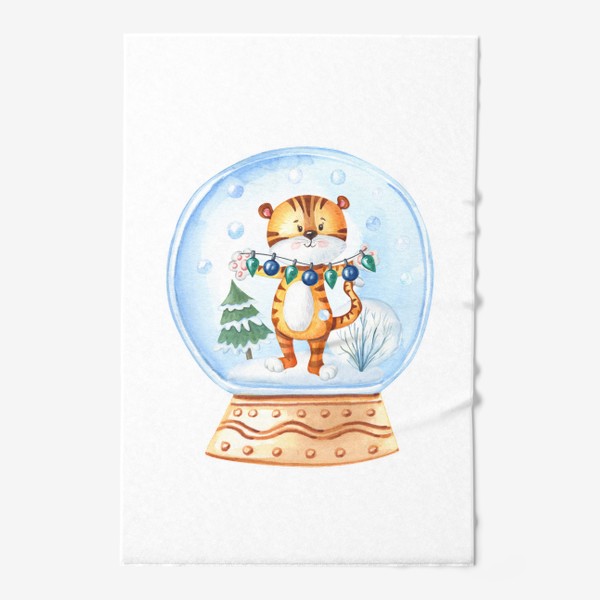 Полотенце «Новогодний тигренок в снежном шаре»