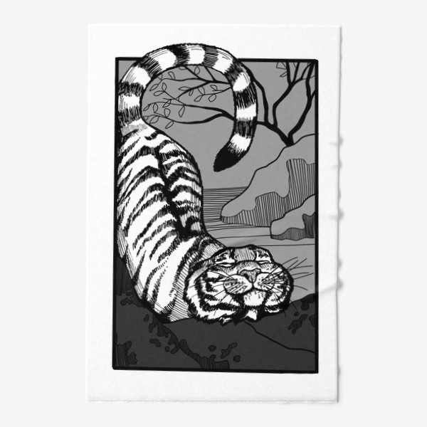 Полотенце «Символ нового года 2022 тигр в японском стиле »