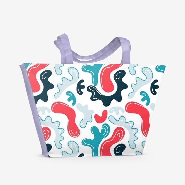 Пляжная сумка «Абстрактный принт - сине-красный декор»