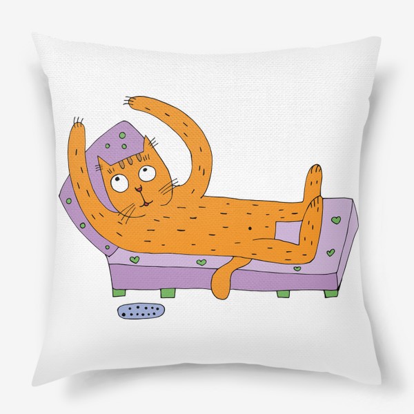 Подушка «Рыжий кот лежит на диване»