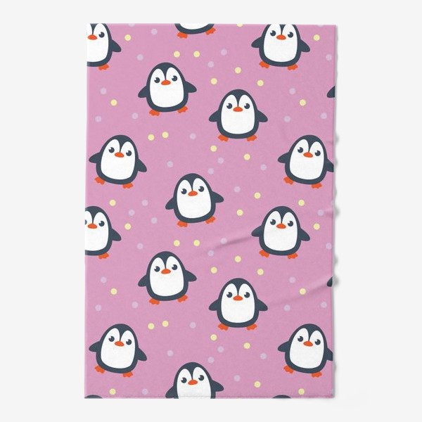 Полотенце &laquo;пингвинчики на розовом фоне&raquo;