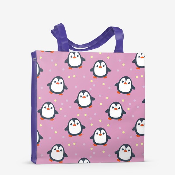 Сумка-шоппер «пингвинчики на розовом фоне»