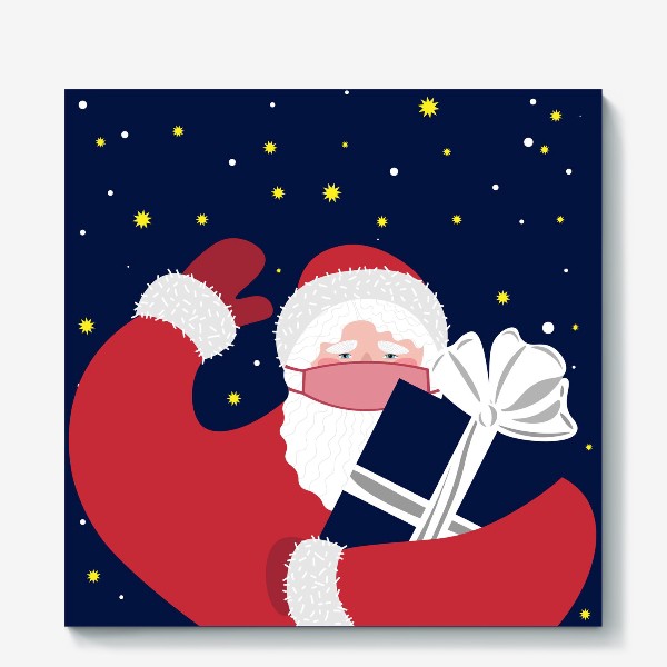 Холст «Санта Клаус на фоне звездного неба»