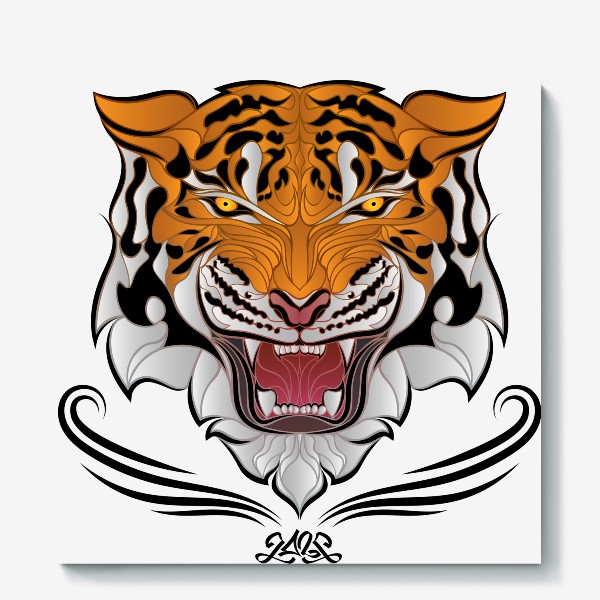 Холст «Агрессивный Тигр- Позитивный выбор»