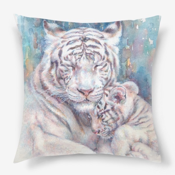 Подушка «Белые тигры, тигренок, тигрица, год тигра »