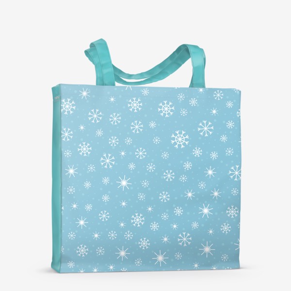 Сумка-шоппер «Снежинки. Зимний паттерн на светло-голубом фоне»