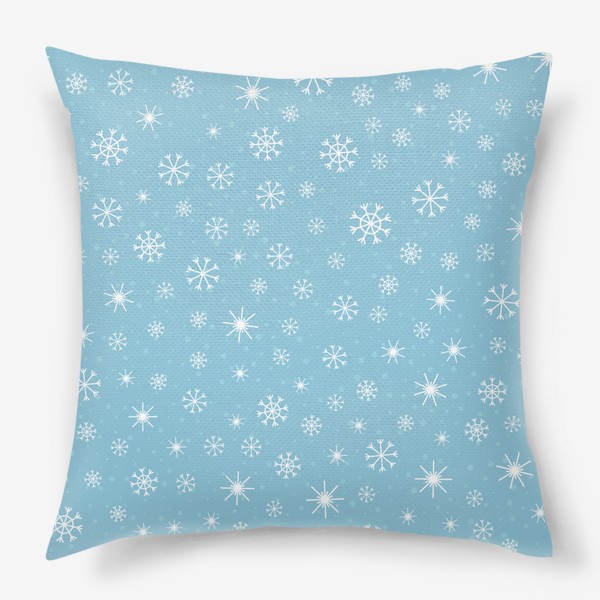 Подушка «Снежинки. Зимний паттерн на светло-голубом фоне»