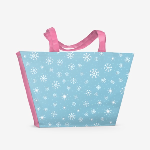 Пляжная сумка &laquo;Снежинки. Зимний паттерн на светло-голубом фоне&raquo;