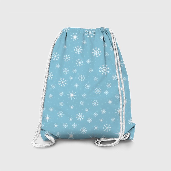 Рюкзак «Снежинки. Зимний паттерн на светло-голубом фоне»