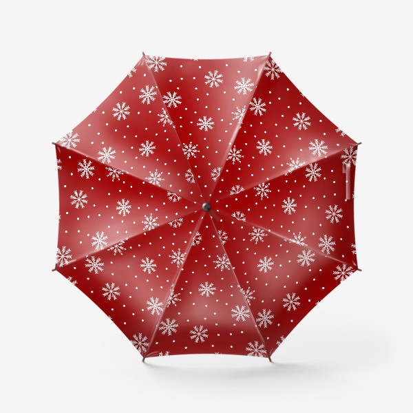 Зонт «Снежинки. Зимний паттерн красном фоне»