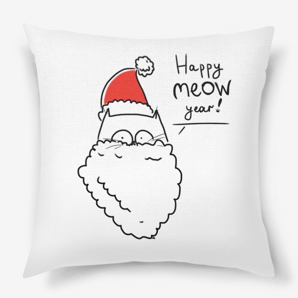 Подушка «Веселого нового года! Кот дед Мороз»