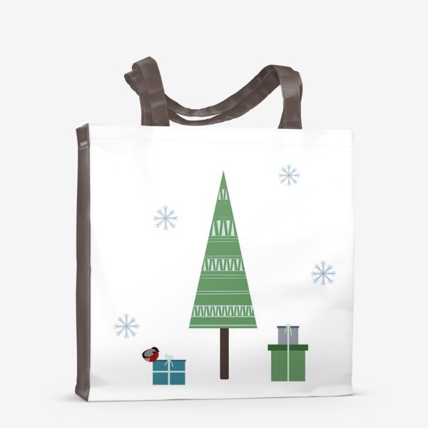Сумка-шоппер «Скандинавская елка со снегирем»