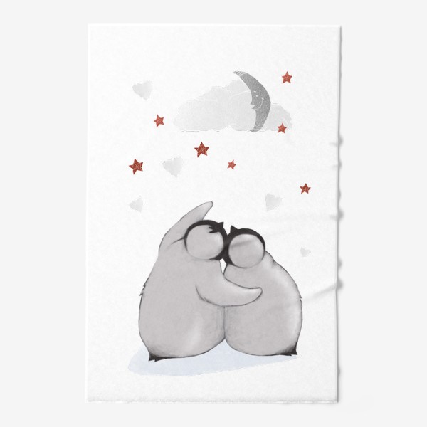 Полотенце «Влюбленные пингвины под звездным небом»