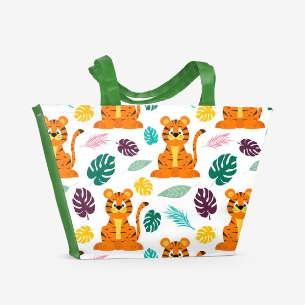 Пляжная сумка «Тигрята  с листьями»