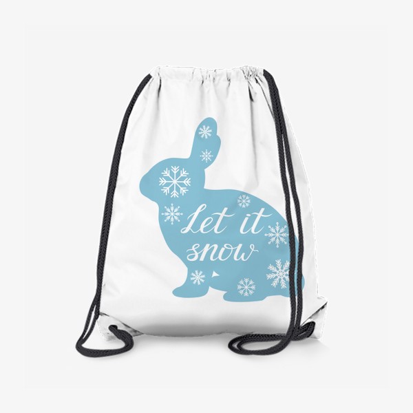 Рюкзак «Let it snow. Зимний, праздничный кролик и снежинки»