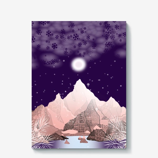 Холст «Ночь, горы, зима»