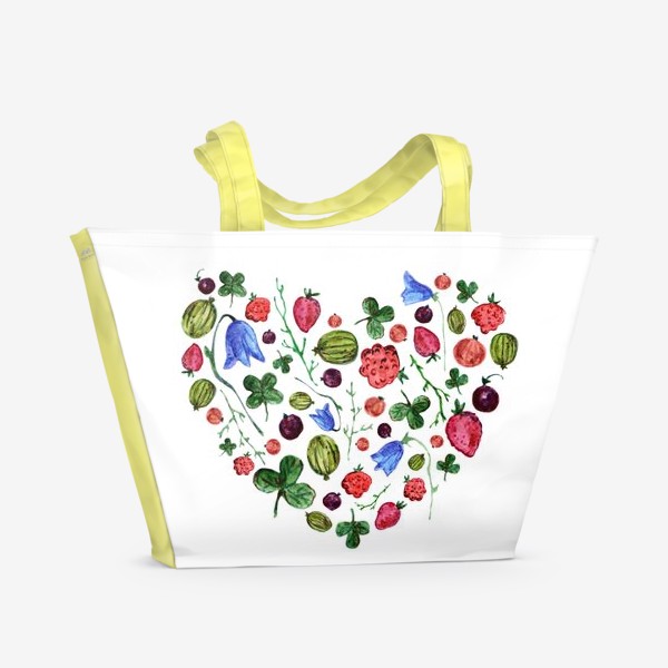 Пляжная сумка «Сердечко из ягод и цветов»