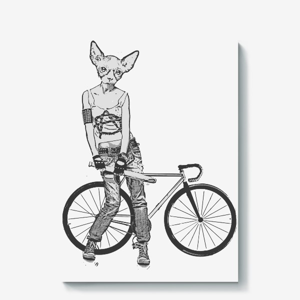 Холст &laquo;Bike Punk Cat&raquo;