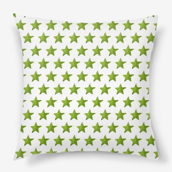 Подушка &laquo;Зеленые акварельные звезды&raquo;