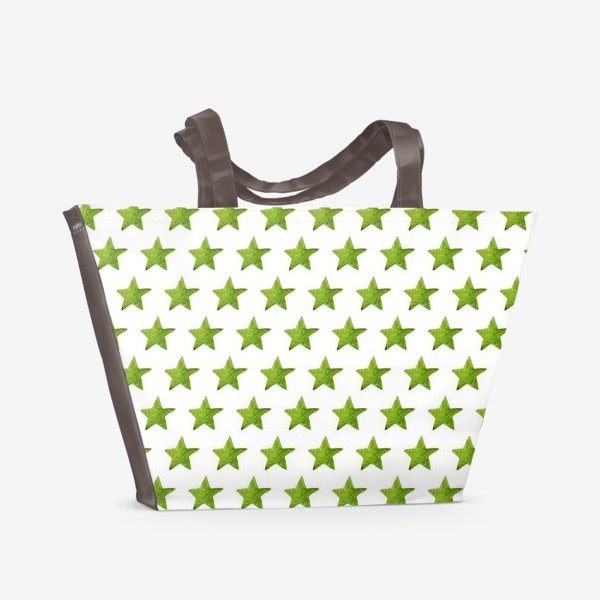 Пляжная сумка «Зеленые акварельные звезды»