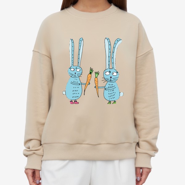 Свитшот «Влюбленные зайцы дарят друг другу морковки»