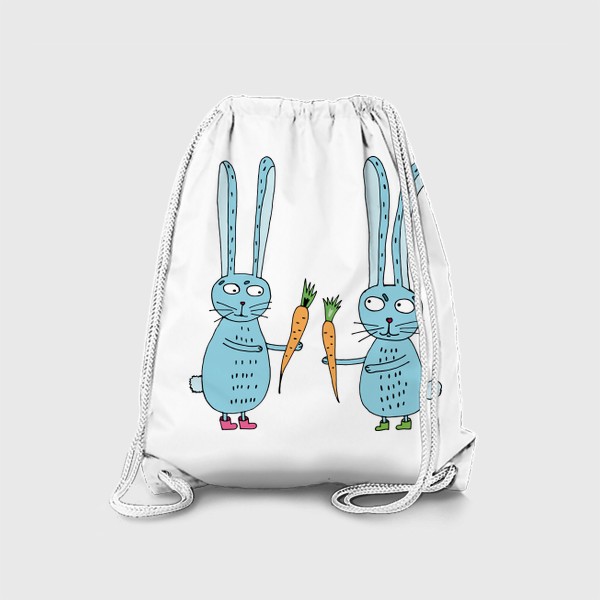 Рюкзак «Влюбленные зайцы дарят друг другу морковки»
