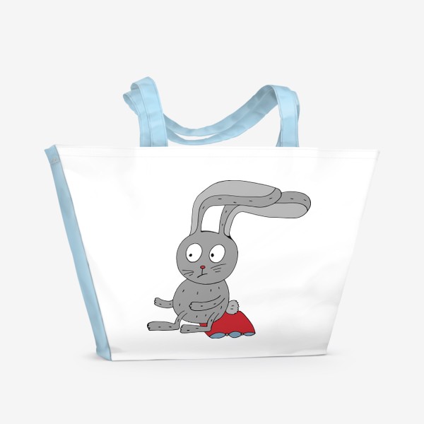 Пляжная сумка «Заяц сидит на подушки »
