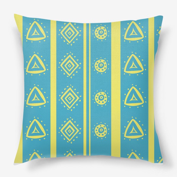 Подушка «Голубые треугольники и круги»