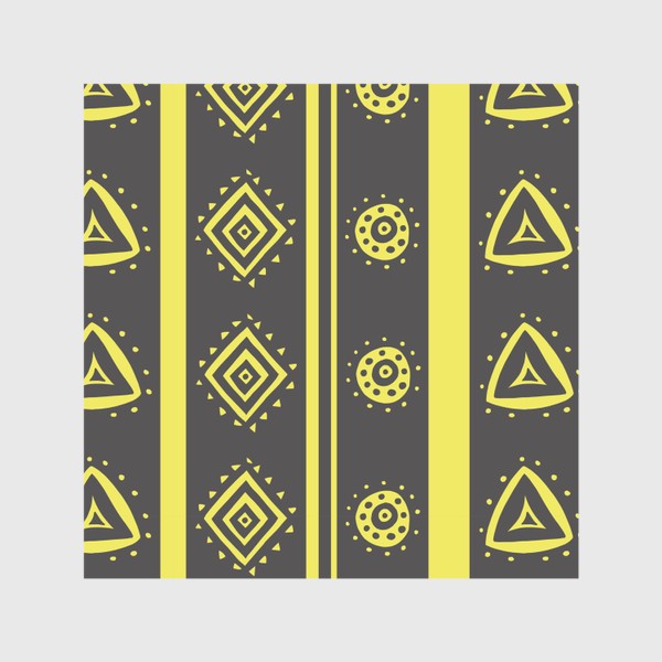 Шторы «Желтые круги и треугольники на сером»