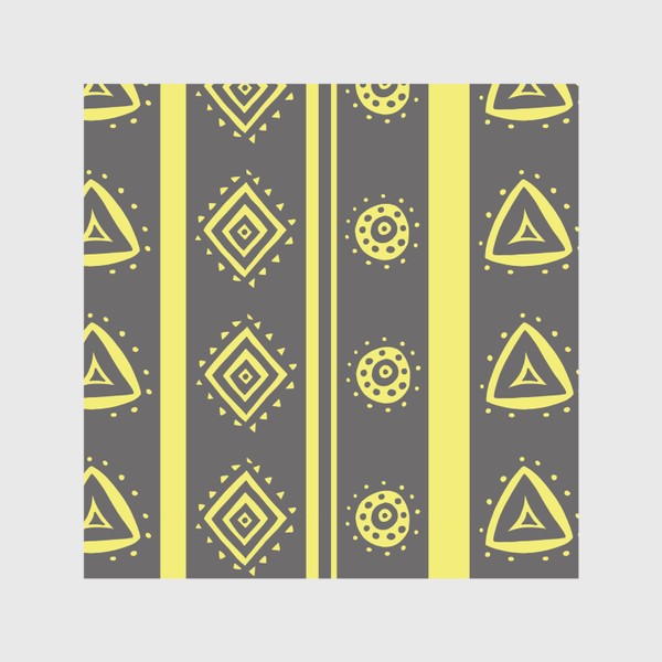 Скатерть «Желтые круги и треугольники на сером»