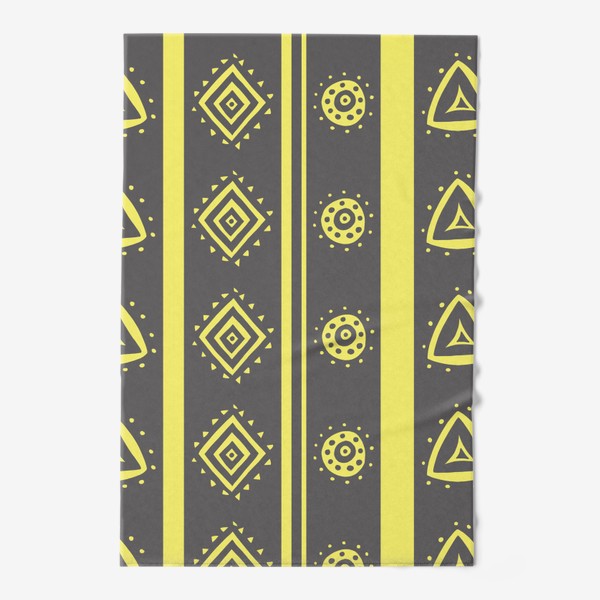 Полотенце «Желтые круги и треугольники на сером»