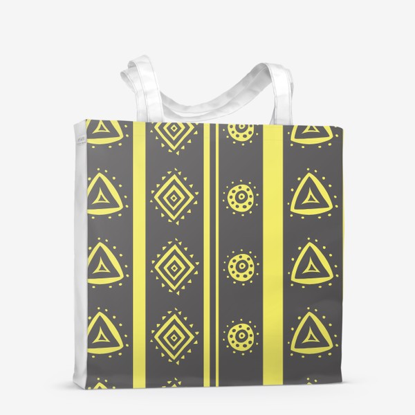 Сумка-шоппер «Желтые круги и треугольники на сером»
