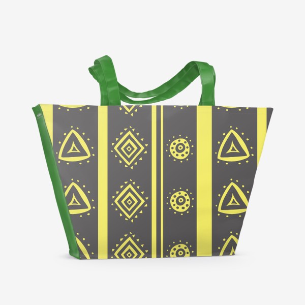 Пляжная сумка «Желтые круги и треугольники на сером»
