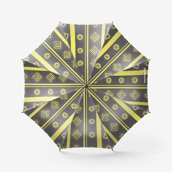 Зонт «Желтые круги и треугольники на сером»