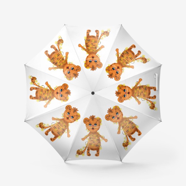 Зонт «тигренок с гирляндой»
