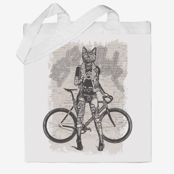 Сумка хб «Bike Punk Cat»