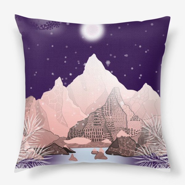Подушка «Ночь, горы, зима»