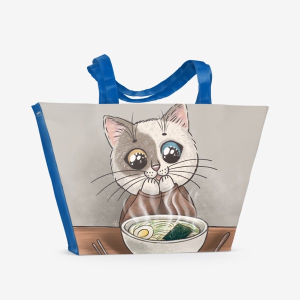 Пляжная сумка «Котя-любитель рамёна»